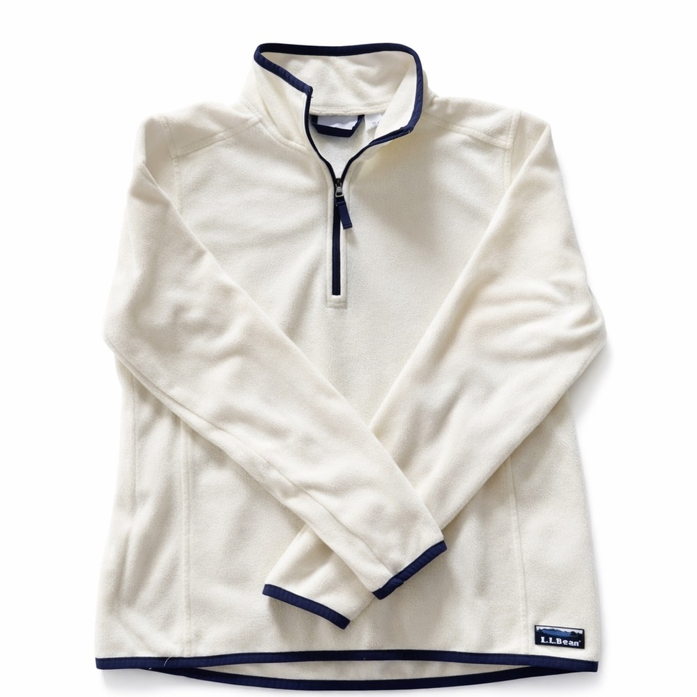 L.L. Bean Cream and Navy Fleece Pullover